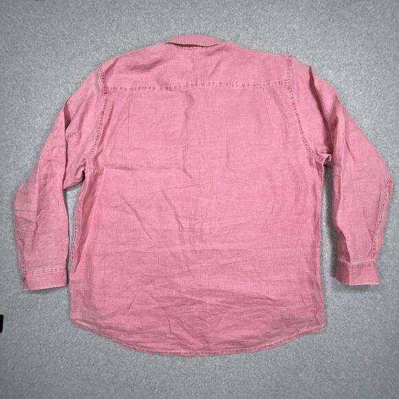 Tommy Bahama Shirt Mens XL Extra Large Pink 100% Linen Long Sleeve Button Up - Picture 3 of 12